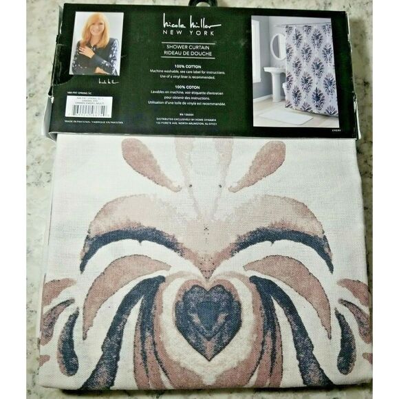 Nicole Miller New York Shower Curtain Emery  72 x 72 - NEW Beige/Brown/Black NEW - Picture 4 of 5